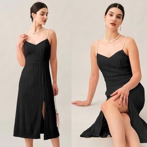 NWT RIHOAS Wave Textured Pearl Strap Midi Dress